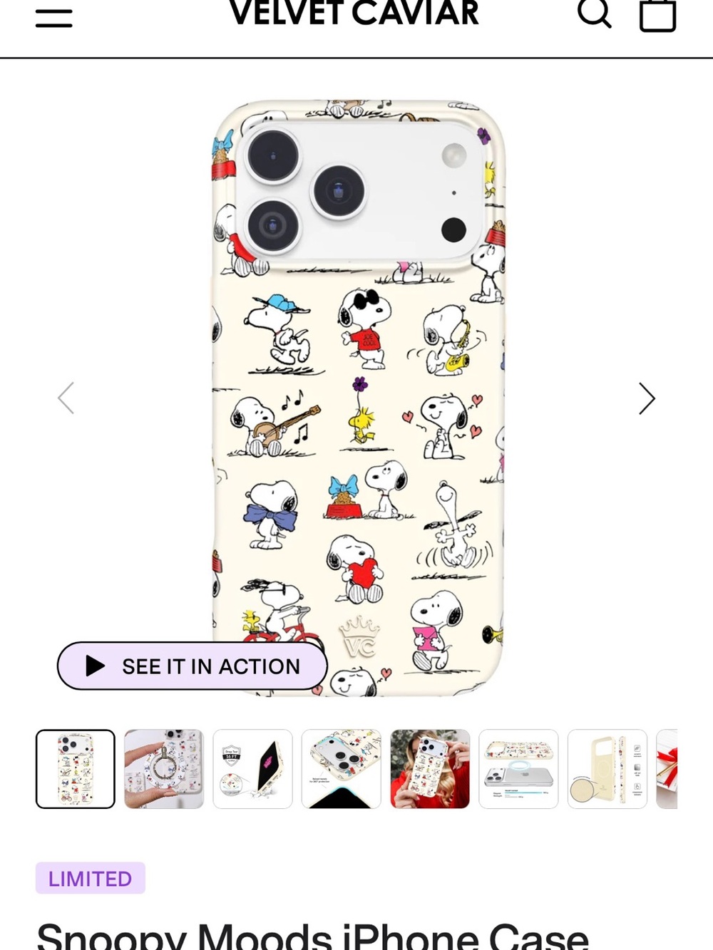 Velvet Caviar Snoopy Moods Cream iPhone 16 Pro case